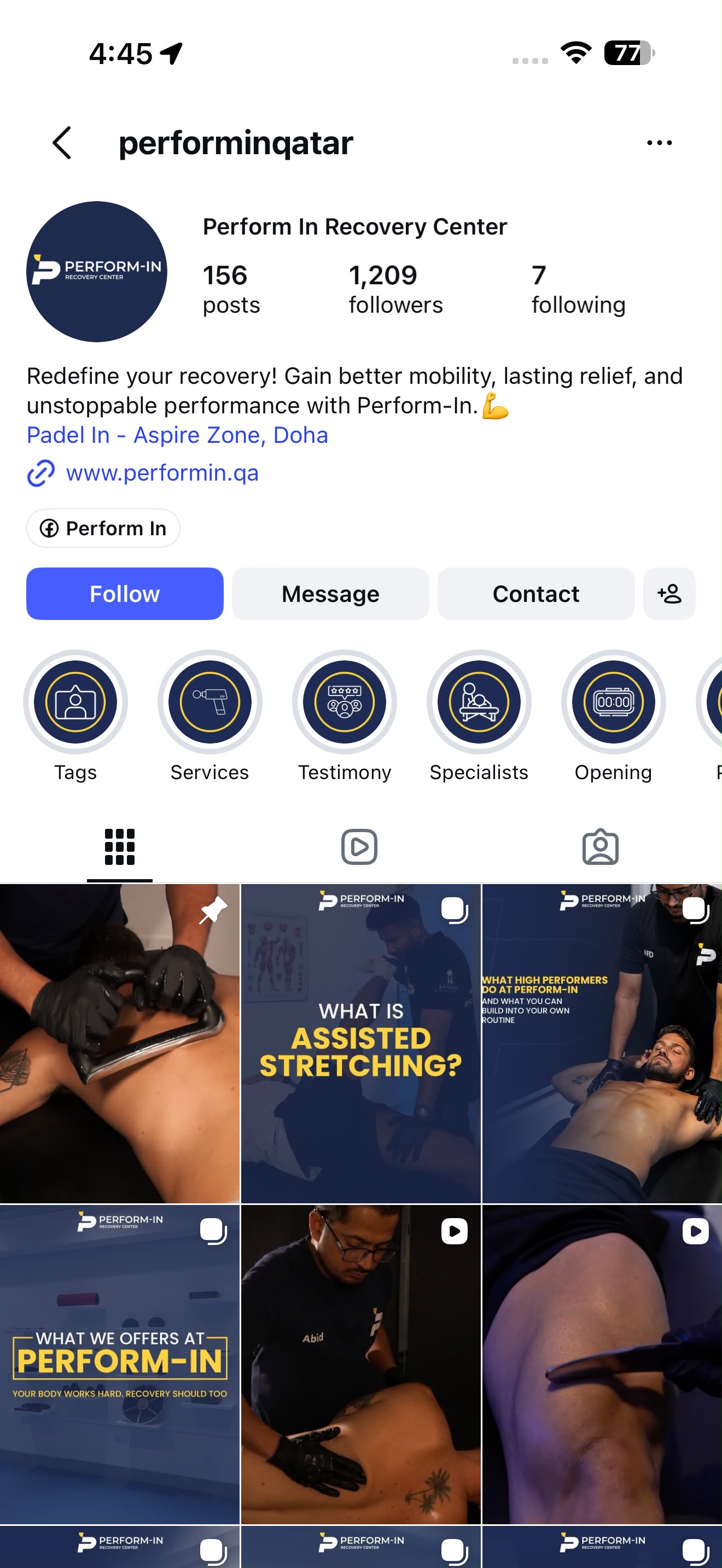 Perform-IN Recovery Instagram